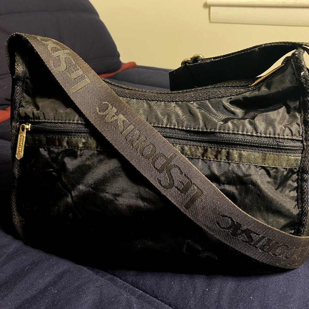 LeSportsac Classic Black Nylon Crossbody Hobo Bag